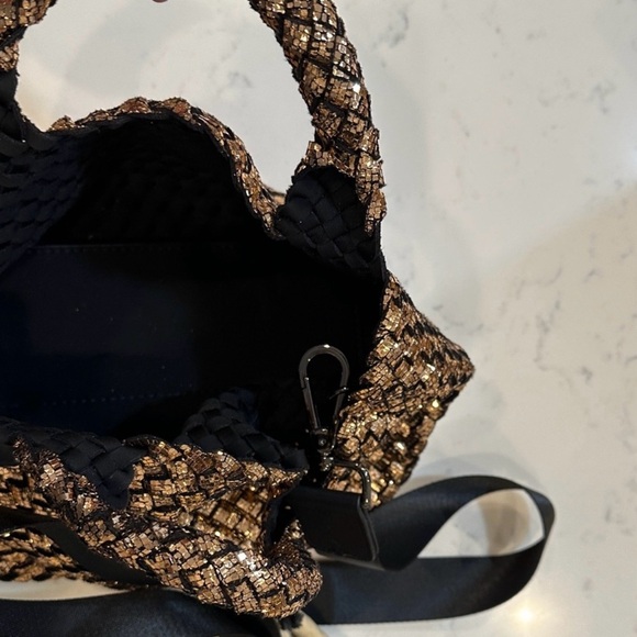 Naghedi Gold Metallic Woven Crossbody Bag - Picture 7 of 9